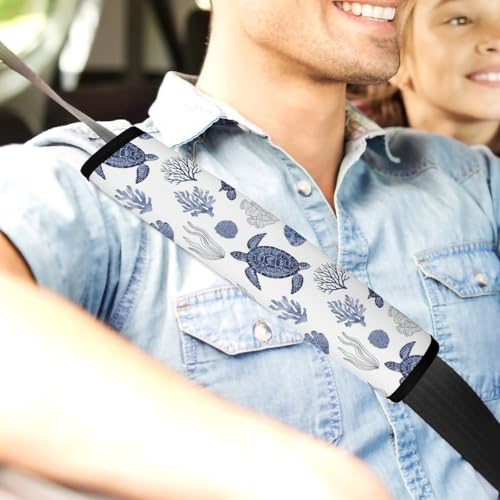 2 Pack Sea Turtle Grass Natural Watercolor Car Seat Straps Shoulder Pads Universal Soft and Comfortable Seat Belt Cushion for Adults and Children, Stroller Pushchair High Chair - color: Pattern 434
