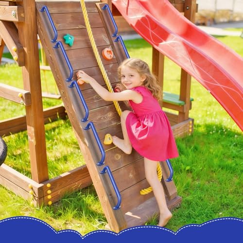 Dolibest 6 Pack 17 Inch Playground Handles, Metal Monkey Bars Indoor & Outdoor, Heavy Duty Ceiling Grab Bars & Wider Base for Climbing Frames, Treehouses, Swing Sets, Wall Ladders & Bunk Beds –Blue - color: blue 2- 17 Inch-6pcs