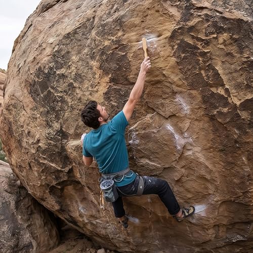 Climbing Hold Brush with Wood Handle Fiber Head 20cm Compact Tool for Chalk Buildup Rock Pocket Gym Routes