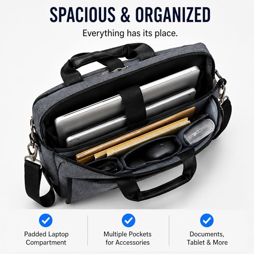 13" Daily Messenger Bag Compatible with MacBook Pro 13, Micro Brushed Twill Organizer with Tech Pockets Grey - size: 12.75 inches by 10.25 inches by 2 inches