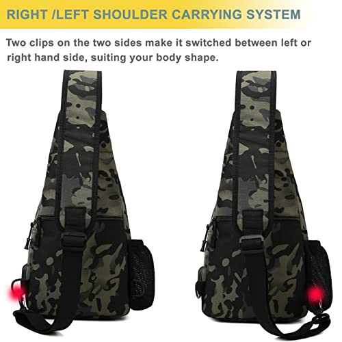 Tactical Shoulder Bag - 1000D Molle Military Backpack Outdoor Daypack Chest Pack (Black) - color: Black
