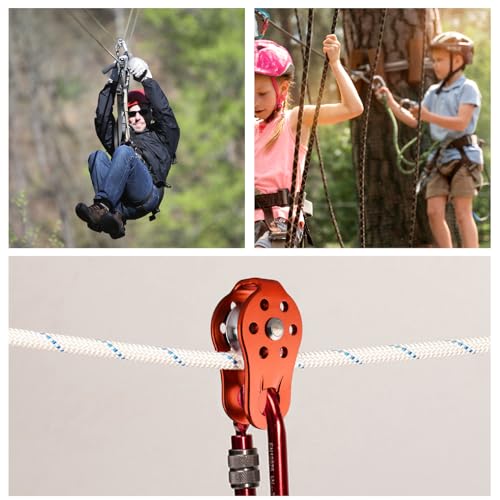 JEELAD 26kN Climbing Pulley Aluminum Alloy Rescue Pulley Single Sheave for Hauling Outdoor Zipline Climbing Rigging - color: 01 Purple - 26kN