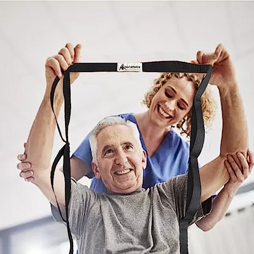 Stretching Strap Yoga Strap with Loops, Stretch Straps for Physical Therapy, Non-Elastic Exercise Strap for Pilates, Dance and Gymnastics with Workout Guide - color: Black+Black