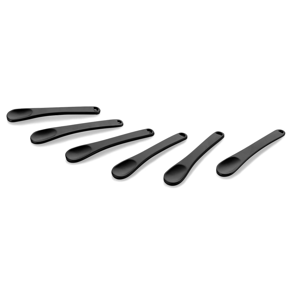 6 Pack Metal Makeup Spatula, Mini Spoon, Beauty Scoop For Facial Cosmetic, Face Mask (Black)