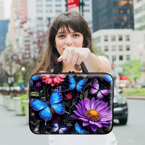 Laptop Sleeve with Handle 15.6 Inch, Waterproof Laptop Case Bag, Butterfly Flowers Pattern Design Computer Sleeve Compatible with MacBook Air, Pro, HP, Dell, Lenovo, ASUS - color: Butterfly Flowers, size: 15inch(15-15.6")
