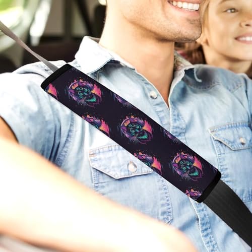 2PCS Cute Funny Cat Colorful Seat Belt Shoulder Pad Soft Padded Harness Pads Strap for Adults and Children, All Vehicles, Anti-Slip Pad - color: Pattern 424