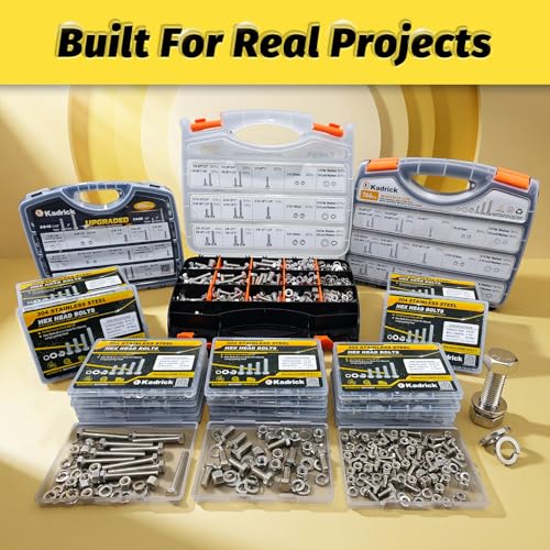 16 Sets 1/4-20x2-1/2 Bolt and Nut Set, Flat & Lock Washers Included,64PCS | 304 Stainless Steel 1/4-20 Bolt, Precision Fasteners Mechanical Assembly Equipment Repair & DIY - size: 1/4-20x2-1/2" 16sets