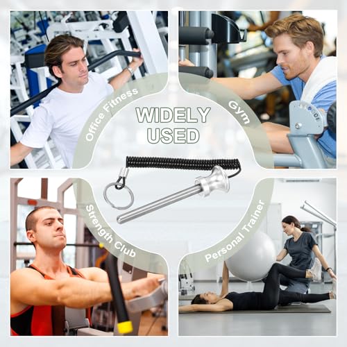 Weight Stack Pin, Weight Gym Pin Strength Training Equipment Replacement with Pull Rope for Commercial Home - color: Silver, size: 0.4 x 3.9 Inch