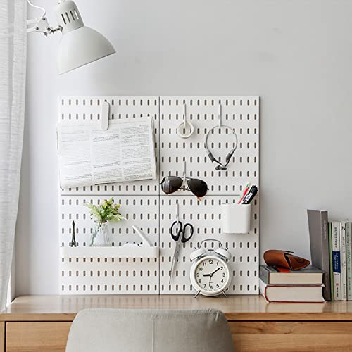 Pegboard Accessories Combination Wall Organizer Kit,Pegboard Shelf for Bedroom,Study,Office,Bathroom,Pegboard Bins with 4 Pieces Pegboards and 12 Accessories,22"x22",White