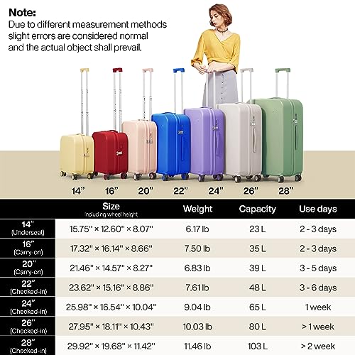 mixi Luggage Suitcase with Spinner Wheels, Hardside Rolling Suitcase PC with Cover & TSA Lock Lightweight Travel Case 24in Checked in, Avocado Green - color: Avacado Green, size: 24in Checked in