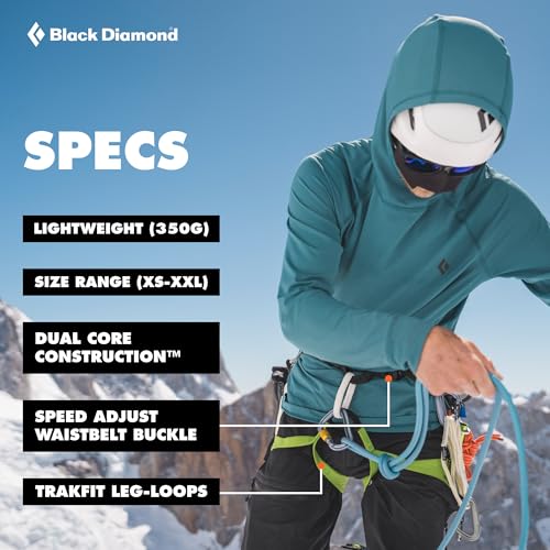 BLACK DIAMOND Men's Momentum Rock Climbing Harness, Adjustable Loops - color: Kingfisher Package 1.0, size: MD (30-33" Waist)