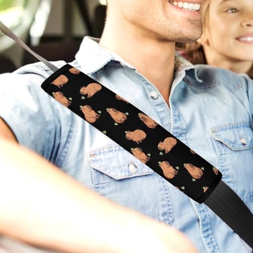2PCS Cute Capybaras Black Car Seat Belt Pad Breathable Shoulder Protector for Girls and Boys, Most Cars, Anti-Slip Pad - color: Pattern 1000