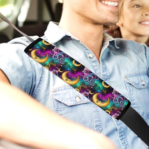 Universal Soft and Comfortable Car Seat Straps Shoulder Pads for Girls and Boys, Most Cars, 1 Pair Octopus Moon Galaxy Harness Pads Strap Comfortable Driving - color: Pattern 774