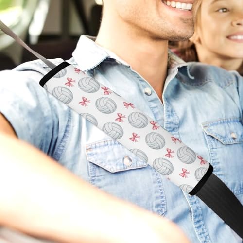 2 Piece Pink Bow Volleyball Car Seat Straps Shoulder Pads Universal Fit Automotive Seat Belt Protector for Kids, Car Seats Pushchair Strollers High Chair Pushchair - color: Pattern 1074