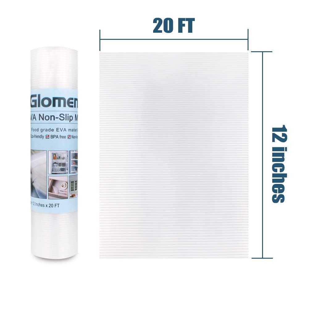 Glomen Shelf Liner, Non-Slip Cabinet Drawer Liner, 12 Inches x 20 FT