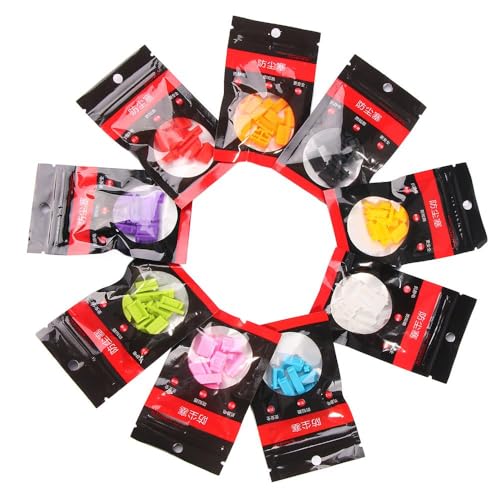 13Pcs/Set Protective Silicone USB RJ45 Port HDMI Interface Cover Anti-Dust Plug Dust Stopper Computer Accessories Dustproof Cover(Black) - color: black