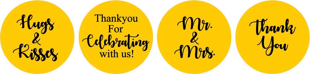 Darling Souvenir 190 Pieces Yellow Bridal Shower Party Chocolate Drop Labels Stickers - Self-Adhesive Mini Candy Wrappers for Favors & Wedding Shower