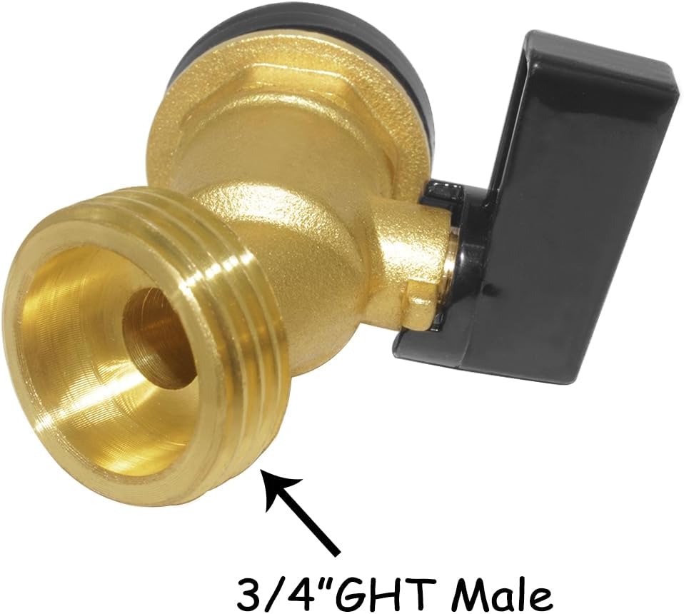 Brass Water Container Rain Barrel Faucets Spigot 3/4"G Male Thread Large Inlet to 3/4"GHT Male Thread Outlet with Quarter Turn Ball Valve Include Bulkhead Fitting and Washers