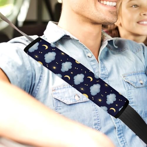 Universal Soft and Comfortable Seat Belt Cover for Adults and Children, Most Cars, 2 Pack Moon Cloud Stars Dreamy Night Sky Seat Belt Covers Cushion Neck and Shoulder Support - color: Pattern 613