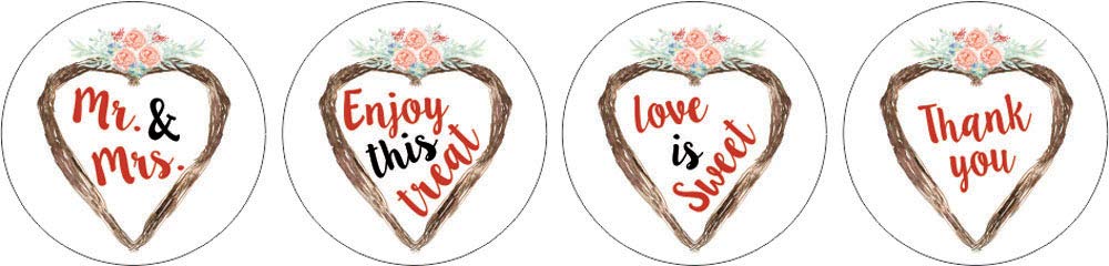 Darling Souvenir 190 Pcs White Pre-Wedding Celebration Candy Drop Stickers - Self-Adhesive Mini Chocolate Wrappers for Bridal Shower, Bride Tribe