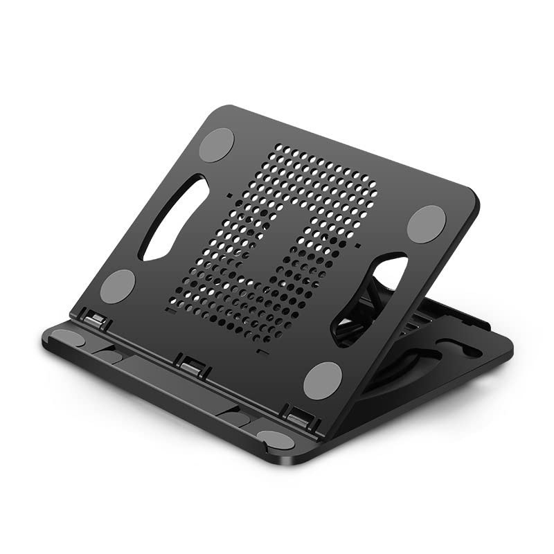 SUNGOOYUE Laptop Stand, 8 Angle Adjustable Foldable 360 Degree Rotating with Hollow Design for Office Home Classroom, Ergonomic Non Slip PP ABS Silicone Material (Black) - color: Black