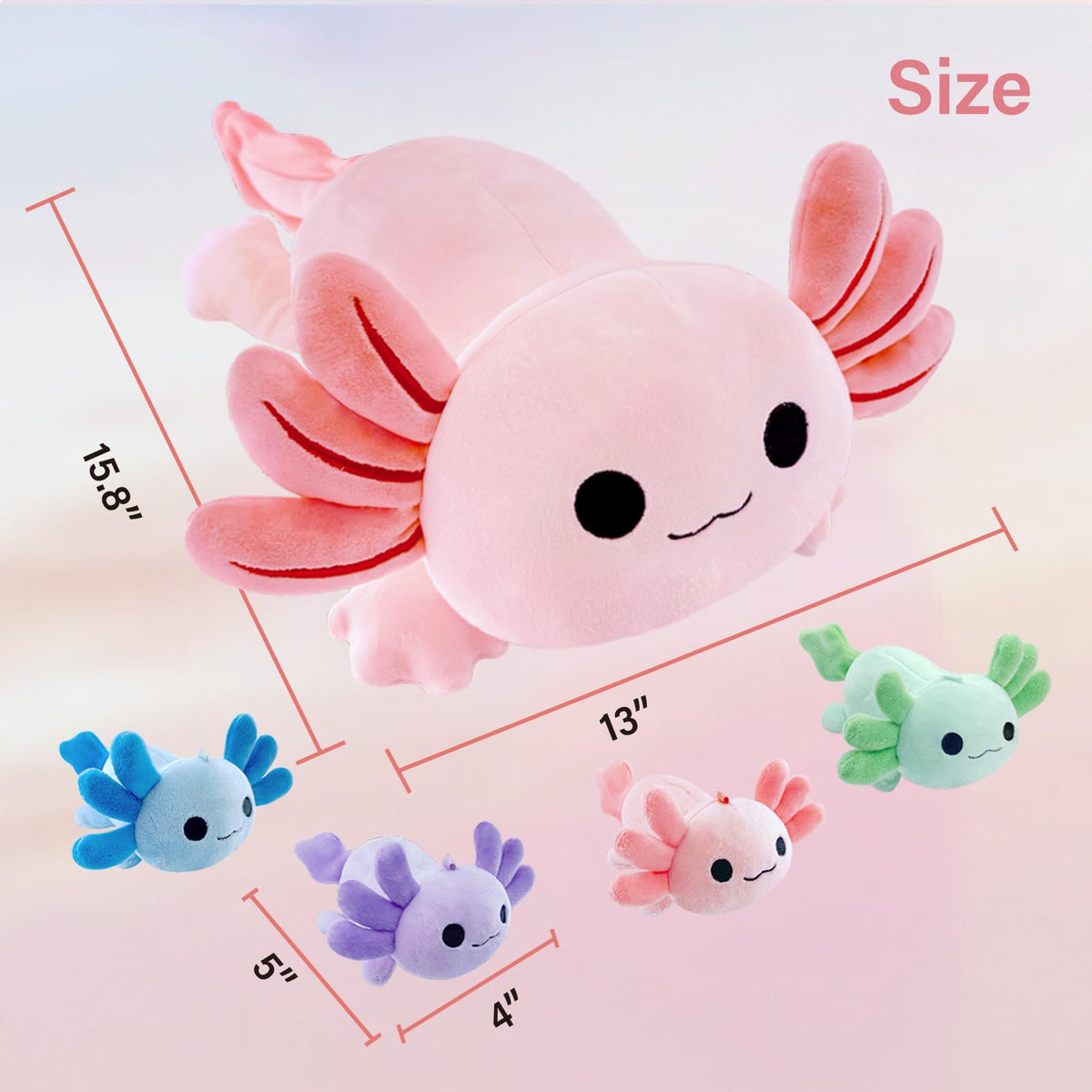 Axolotl Plush,5-in-1 Large Mommy with 4 Babies Axolotl Stuffed Animal Set