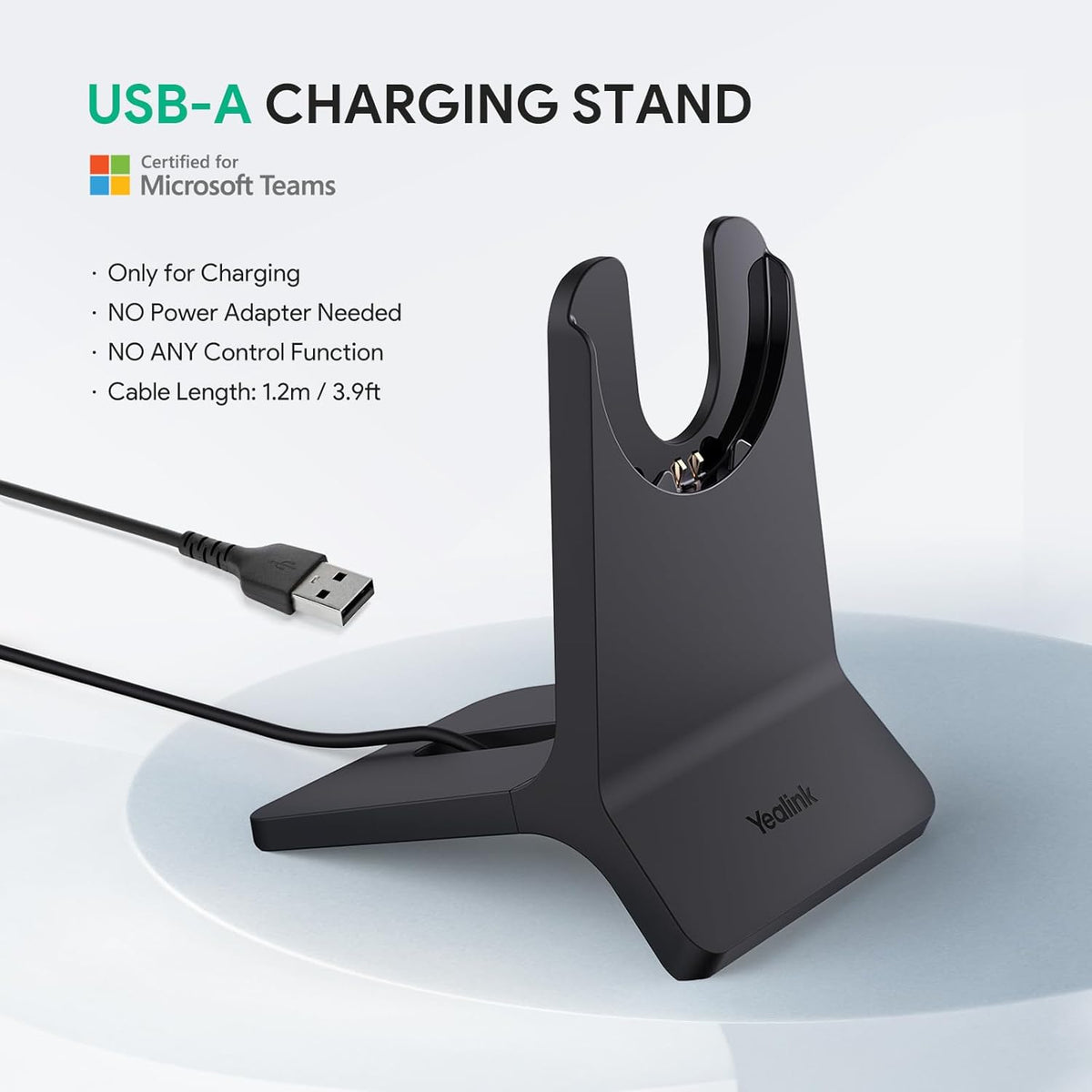 Yealink BH70 with Stand Wireless Bluetooth Headset with Microphone for Work, up to 35h Talking Battery Life, 3 Noise Cancellation Mics, Teams Certified, ≤90min Fast Charging, NO Power Adapter Needed