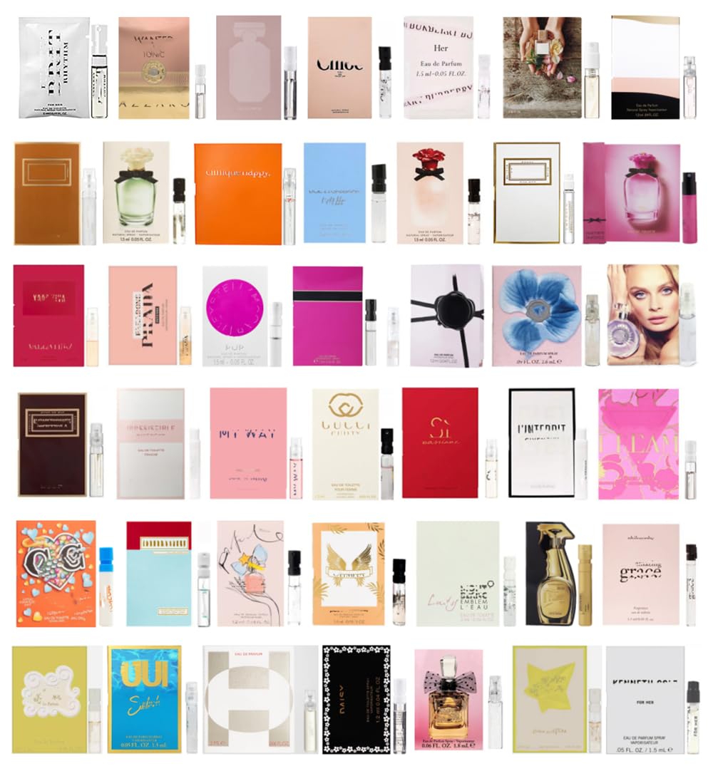 12 Designer Perfume Vials for Women Fragrance Sampler with Organza Bag