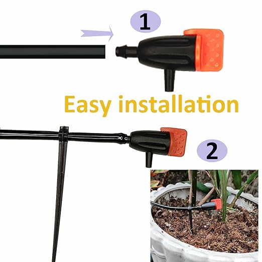 Drip Irrigation System Drip Irrigation Kit 64ft 5/16“ID Inche 64FT 1/4 Inch OD Pipe Kits Solutions for Large Gardens with Low Water Pressure Away from The Water Source
