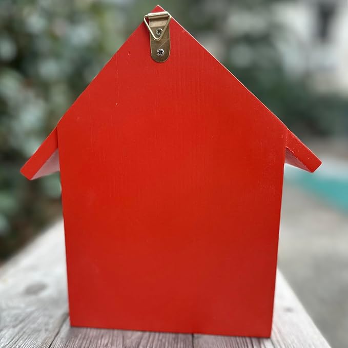Mason Bee Houses Outdoor Wooden Bee Hotel for Garden and Yard Hand-Made Bamboo Bee Hive for Bees Butterflies and Ladybugs, Medium Size 8"x7.5"x5", Red