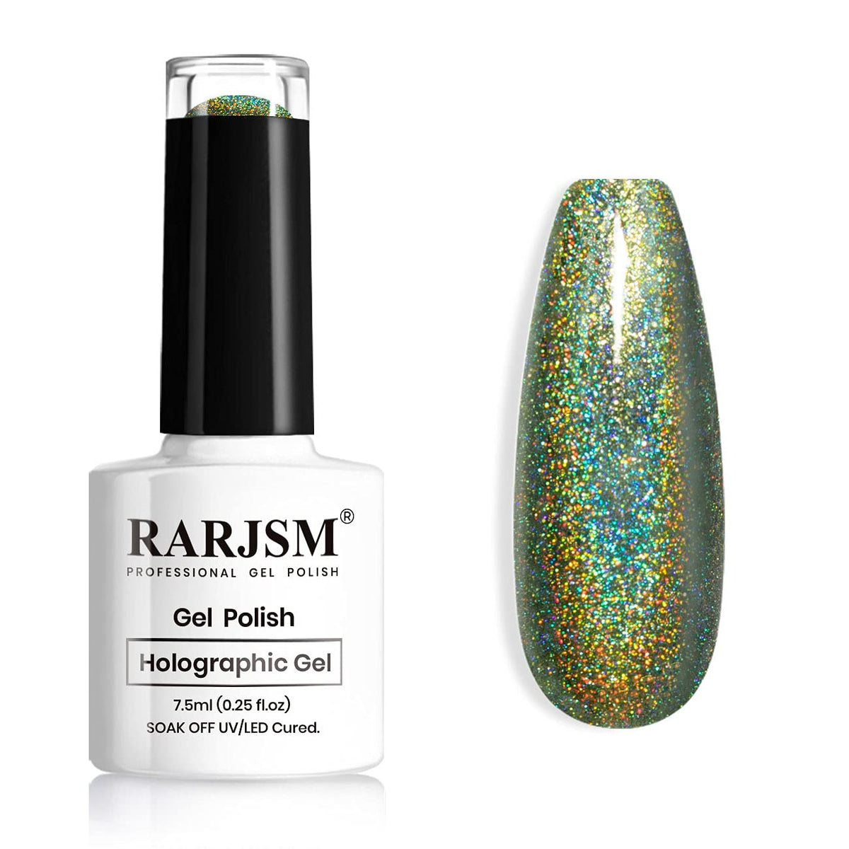 Rarjsm Holographic Nail Polish Army Green Gel Nail Polish 7.5Ml Gorgeous Glossy Hologram Nail Gel Curing Required Gel Polish Nai