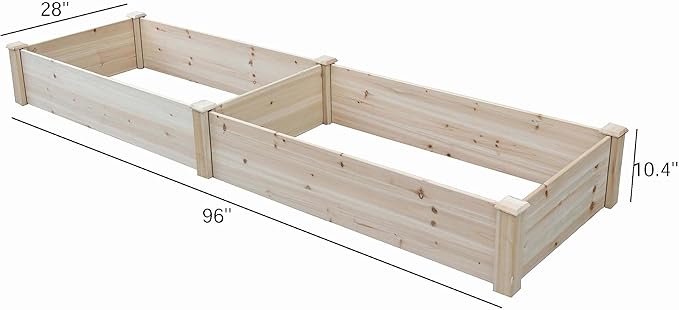 BTExpert 8ft x 2ft Horticulture Raised Garden Beds Elevated Planting Divisible Large Wooden Planter Box Kit Stand for Vegetable Herbs Flower Backyard Patio Balcony Bed Liner Outdoor Clear Natural Wood