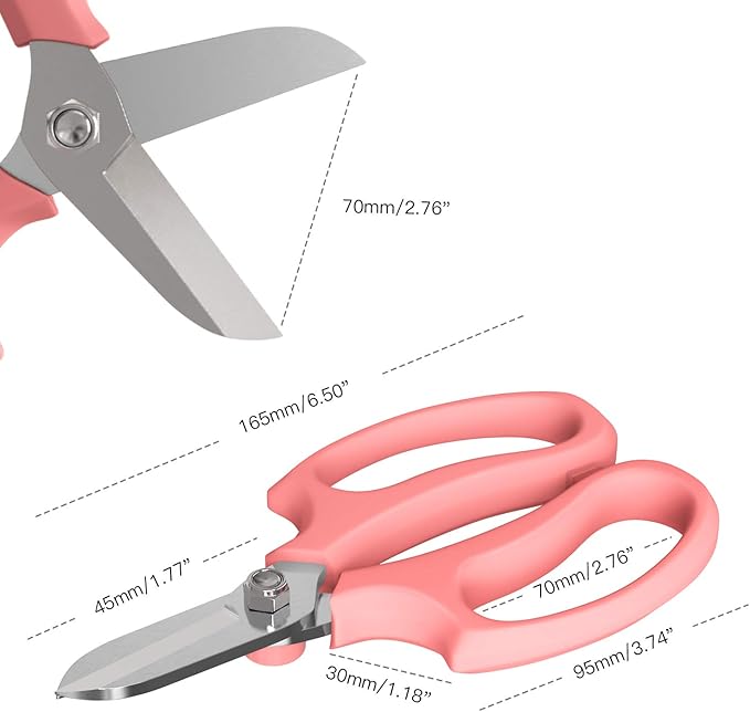 Flower Scissors, Strong Floral Shears,3PCS Premium Steel Garden Pruning Shears Floral Fruits Leaf Scissors Hand Pruner Snip Trimming Tool for Gardening Flower Arrangement, Pink