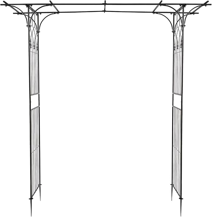 VINGLI Garden Arbor, Arch Archway for Wedding Ceremony Party, Steel Garden Trellis for Plant Climbing, Christmas Decorations Pergola for Backyard, Lawn (Black)