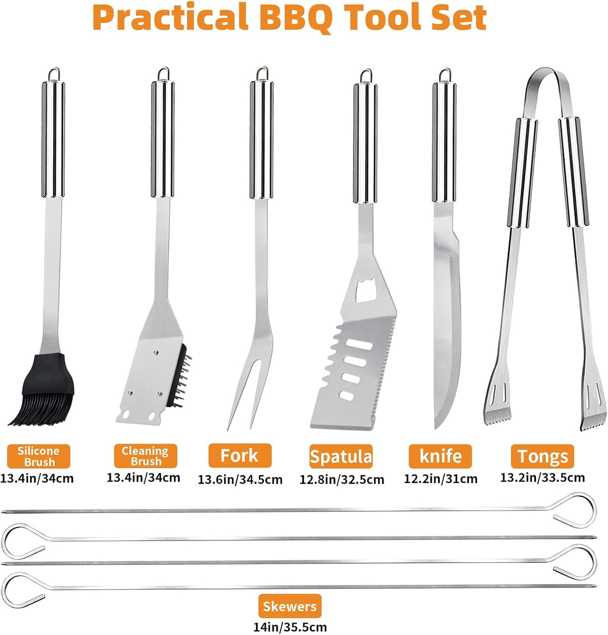 11Pcs Stainless Steel BBQ Grilling Accessories Set, Dad Gifts for Fathers Day Grilling Gifts,Portable Practical Grill Tools Utensils Kit with Storage Bag for Outdoor Grill Camping Backyard