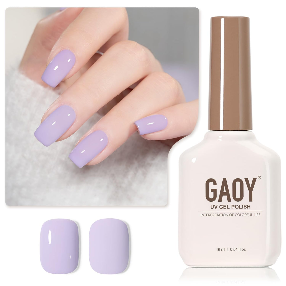 Gaoy Pastel Purple Gel Nail Polish, 16Ml Soak Off Gel Polish, Uv Light Cure For Nail Art Diy Manicure At Home, 2000 Pale Lilac