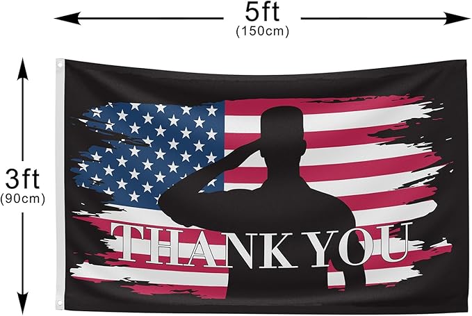 Veteran Military Garden Flag Thank You Veterans Flag for Military Soldiers Boots Memorial Day, 3x5 Ft Double Sided Christian Banners with Brass Grommets Outdoor House Decorations Flag