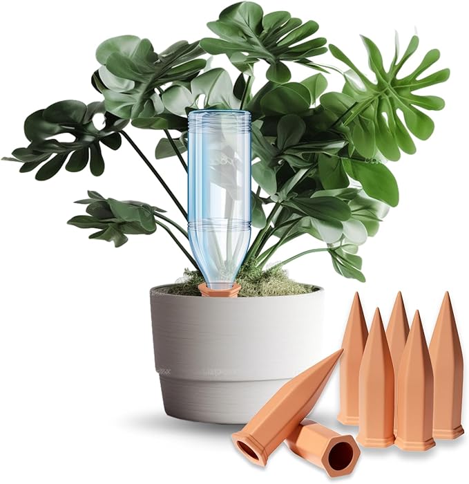 Terracotta Plant Watering Stakes, Self-Watering System for Indoor and Outdoor Plants, 20-Pack