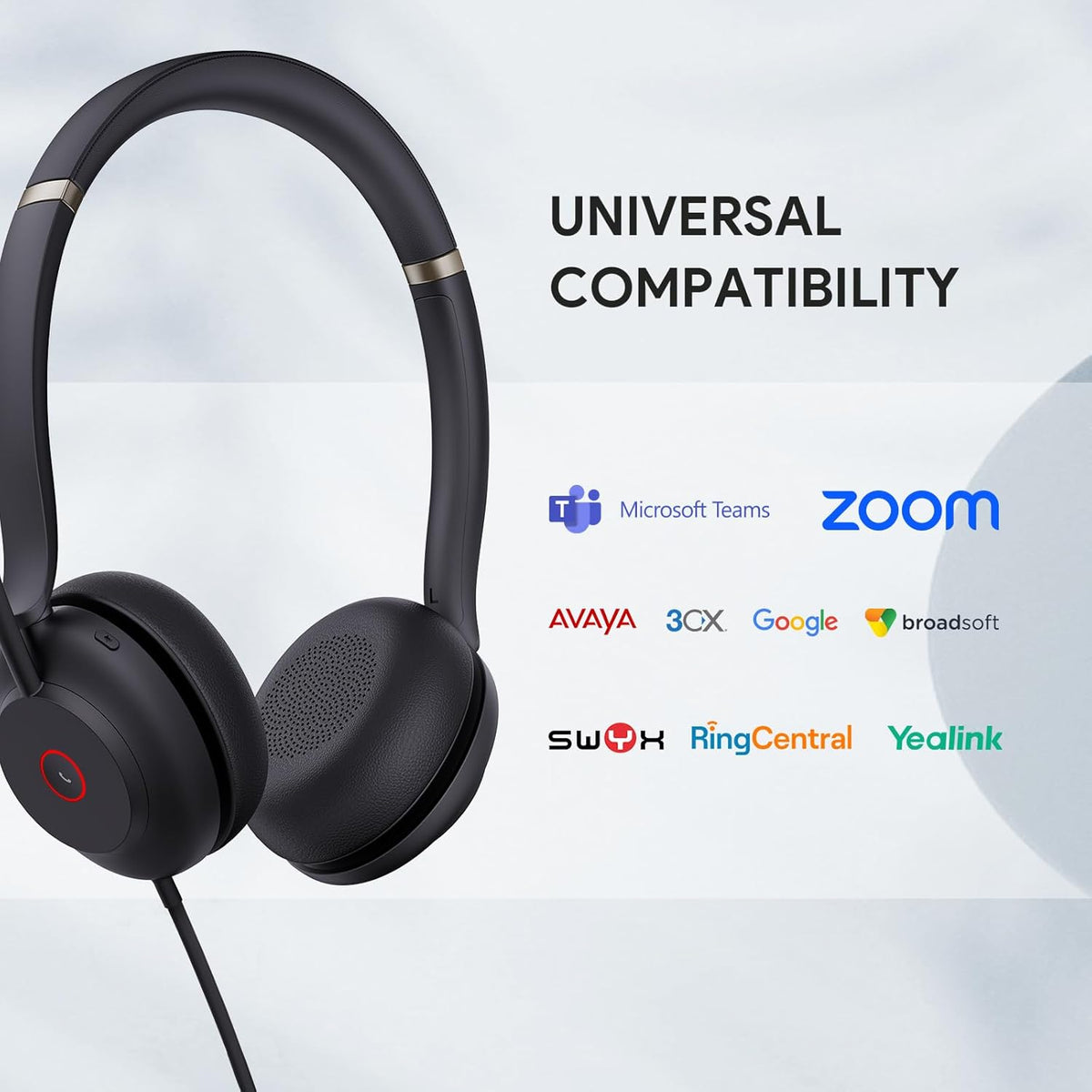 Yealink USB Wired Mono Headset,UH37 Computer Headset with Noise Cancelling Microphone,USB-A & USB-C Call Center Headset for Teams,Zoom,Computer PC Laptop