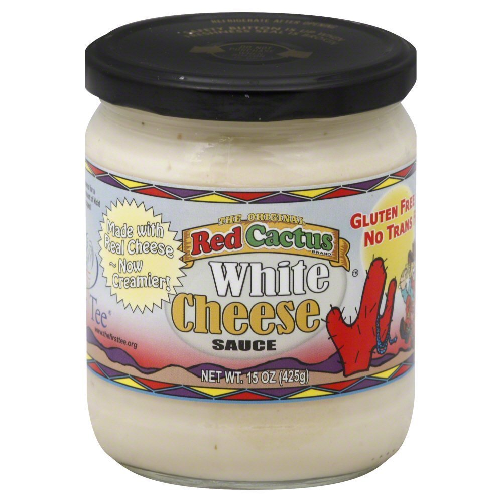 The original Red Cactus Brand -White Cheese Sauce with a Hint of Jalareno -Made with Real Cheese-Gluten Free-No Trans Fat -15 Ounce Jar