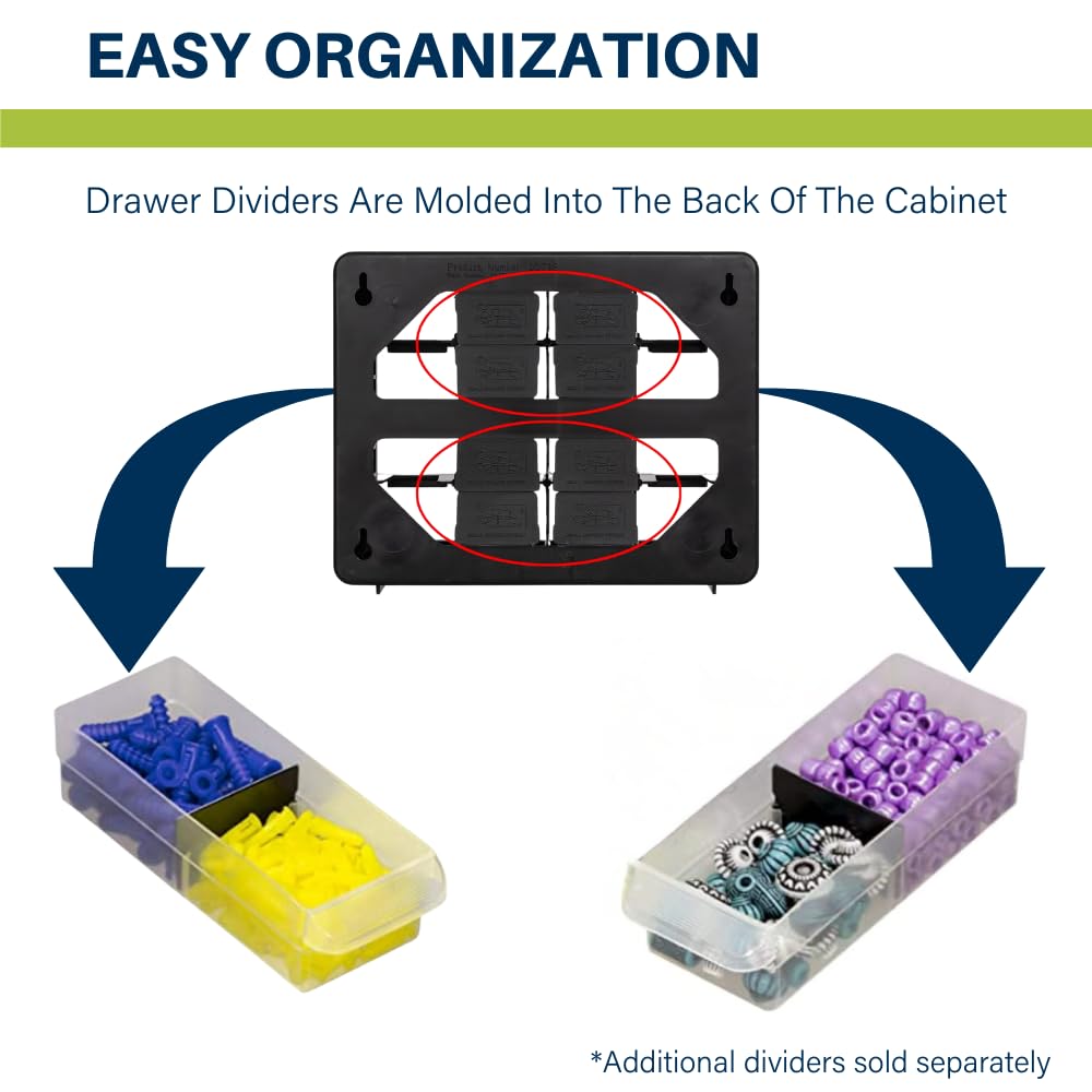 Akro-Mils 16-Drawer Plastic Drawer Storage Cabinet for Garage Organization, Beads, Makeup Organizer, Building Bricks Storage, Teacher Toolbox, 10-1/2-Inch W x 6-1/2-Inch D x 8-1/2-Inch H, 10116 Black