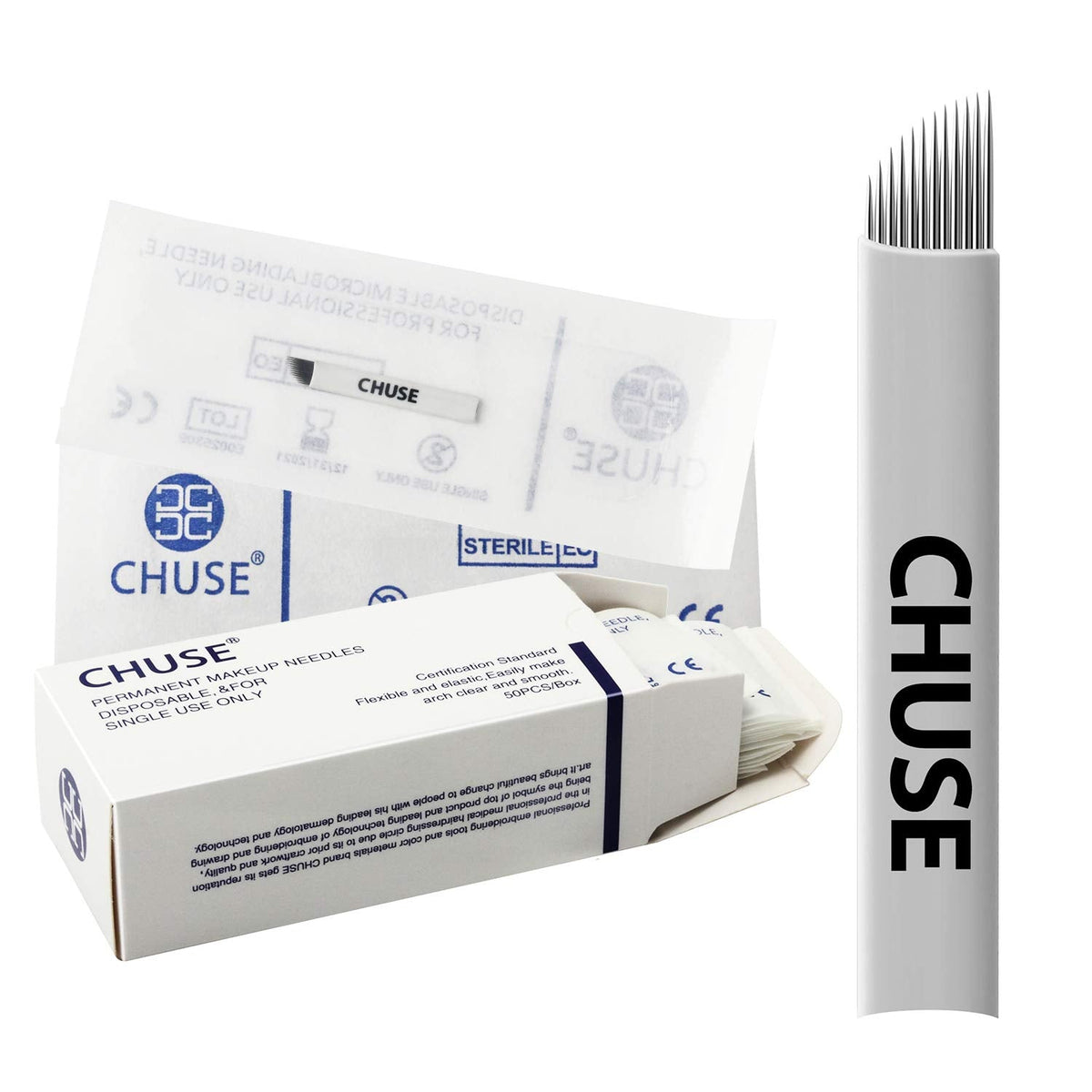 Chuse S12 50Pcs Permanent Makeup Manual Eyebrow Tattoo Needle Microblading 12 Sloped Needles
