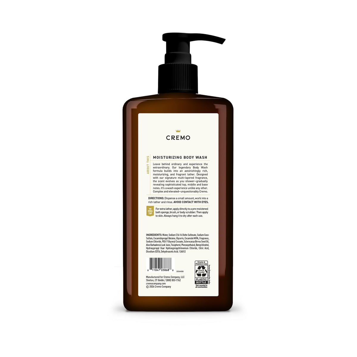 Cremo Body Wash for Men, Spice & Black Vanilla, 32 Fl Oz
