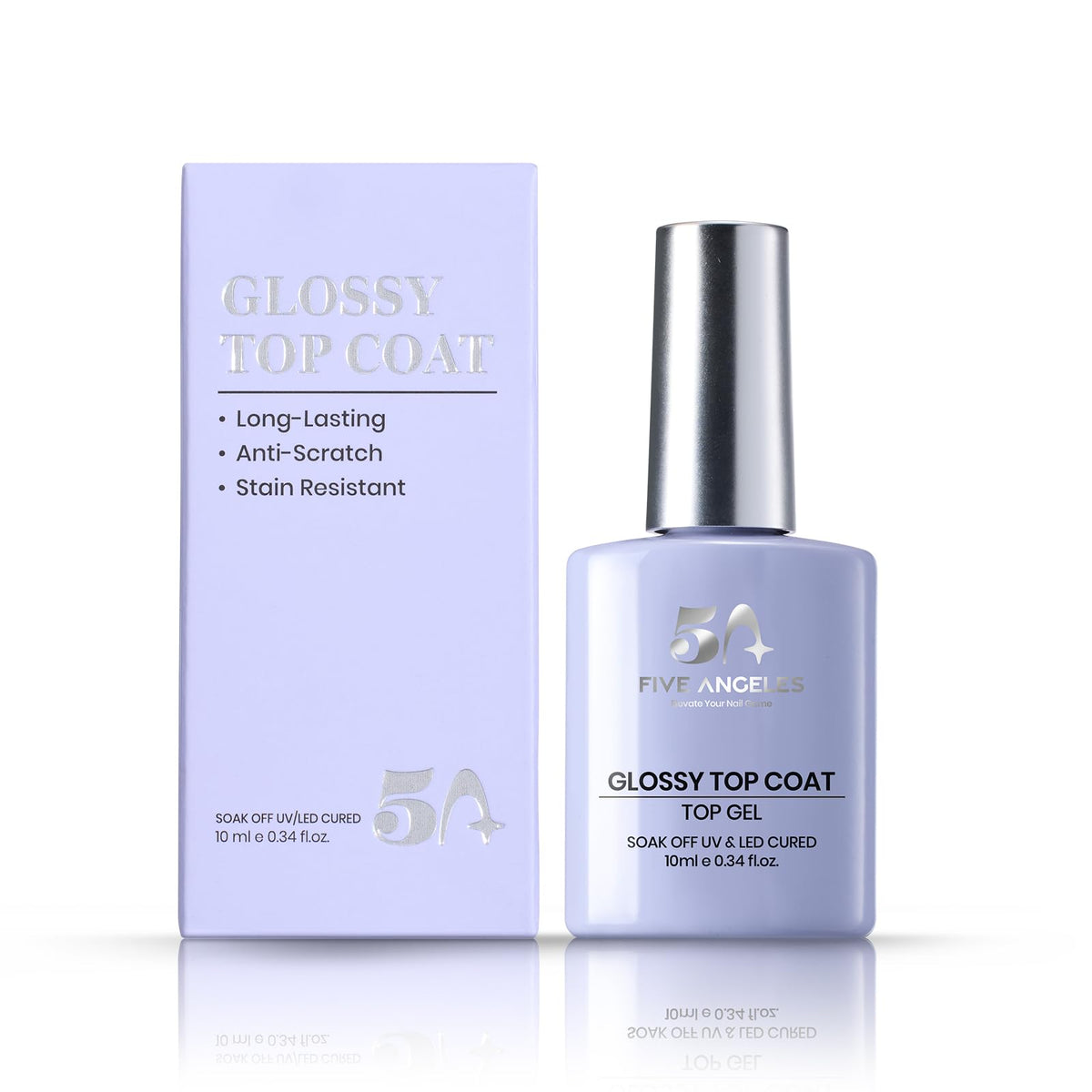 Five Angeles Gel Nail Polish Top Coat- No Wipe, High Gloss Shiny Long Lasting Top Gel For Clear Nail Gel And Acrylic Nails, For