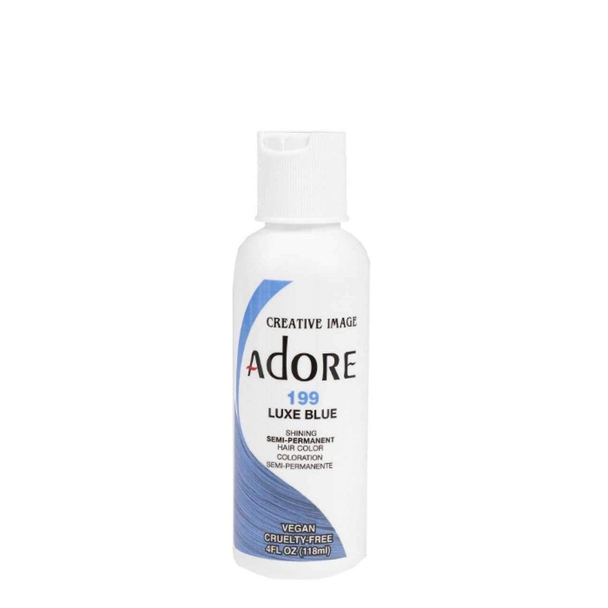 Adore Semi Permanent Hair Color - Vegan And Cruelty-Free Blue Hair Dye - 4 Fl Oz - 199 Luxe Blue (Pack Of 1)