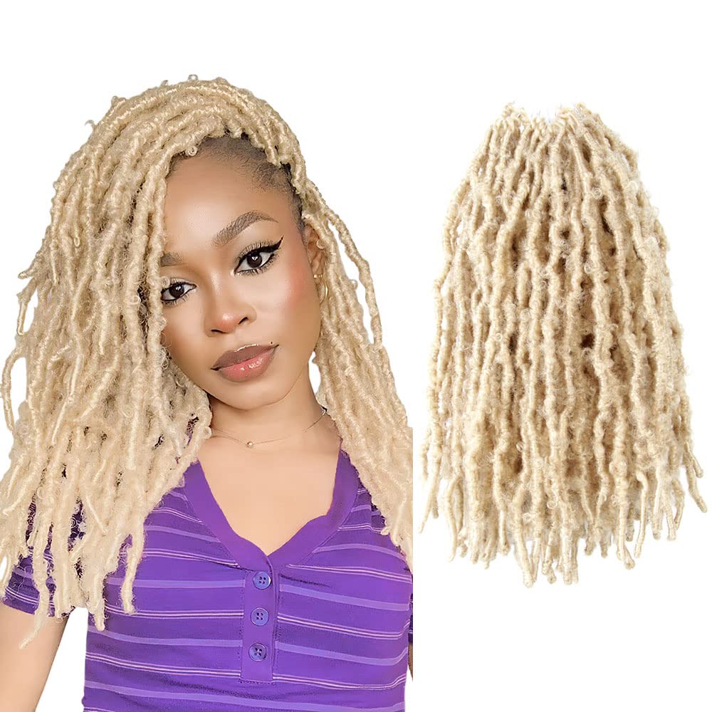 8 Packs Butterfly Locs Crochet Hair 14 Inch Light Weight Butterfly Faux Locs Crochet Hair Short Blonde Distressed Butterfly Locs