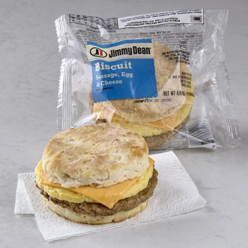 Jimmy Dean Egg and Cheese Jumbo Sausage Biscuit, 4.9 Ounce -- 12 per case.
