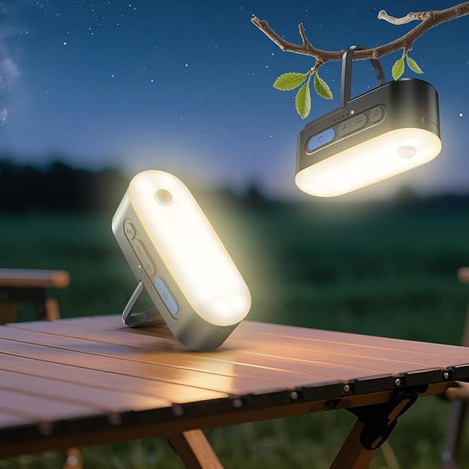 Motion Sensor Camping Lights,Rechargeable Camping Lantern, Portable Hanging Tent Lights,IPX5 Waterproof Emergency Light for Outdoor,SOS Mode Hurricane Power Outages,Magnet Work Light,2 Pack