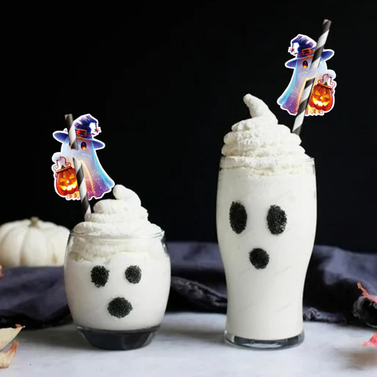 Ncozwo 100 Pcs Halloween Lollipop Paper Cards Cute Ghost Candy Chocolate Sugar Wrapping Card Decorations for Party Favors Exchange Cards (Carrying