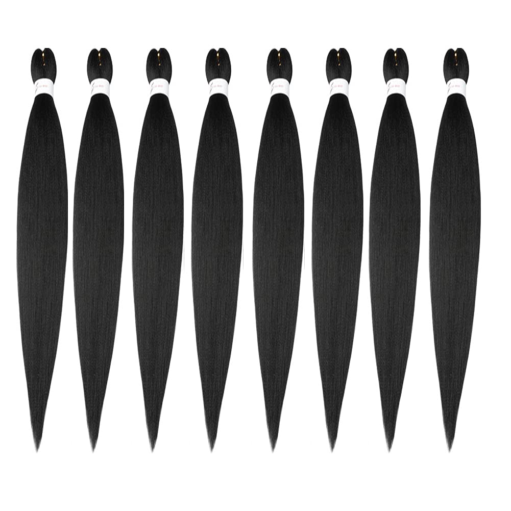 Pre Stretched Braiding Hair Natural Black Long Braid 42 Inch 8 Packs Braiding Hair Extensions Professional Synthetic Fiber Croch